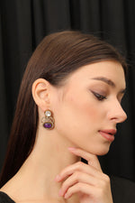 Load image into Gallery viewer, PURPLE STONE EARRINGS