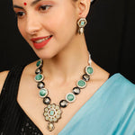 Load image into Gallery viewer, EMERALD OPEN POLKI SET