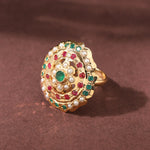 Load image into Gallery viewer, GOLD PLATED JADAU GREEN RING
