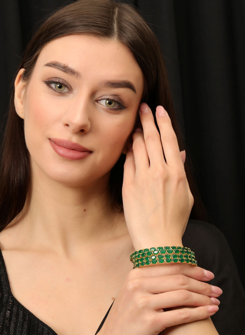 EMERALD OVAL JADAU BANGLE