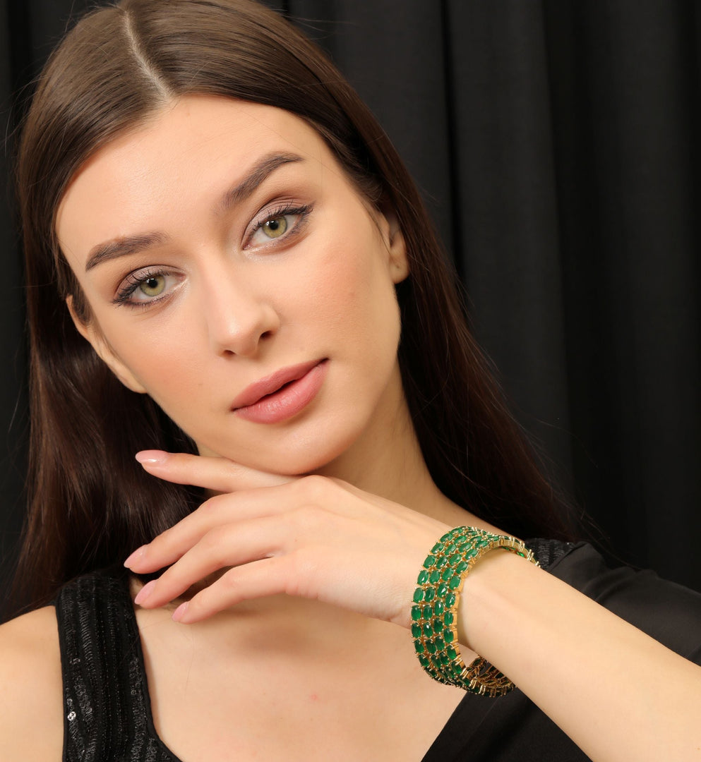 EMERALD OVAL JADAU BANGLE