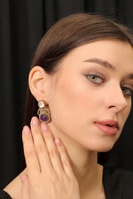 Load image into Gallery viewer, PURPLE STONE EARRINGS
