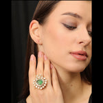 Load image into Gallery viewer, GREEN COCKTAIL RING