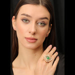 Load image into Gallery viewer, GREEN COCKTAIL RING