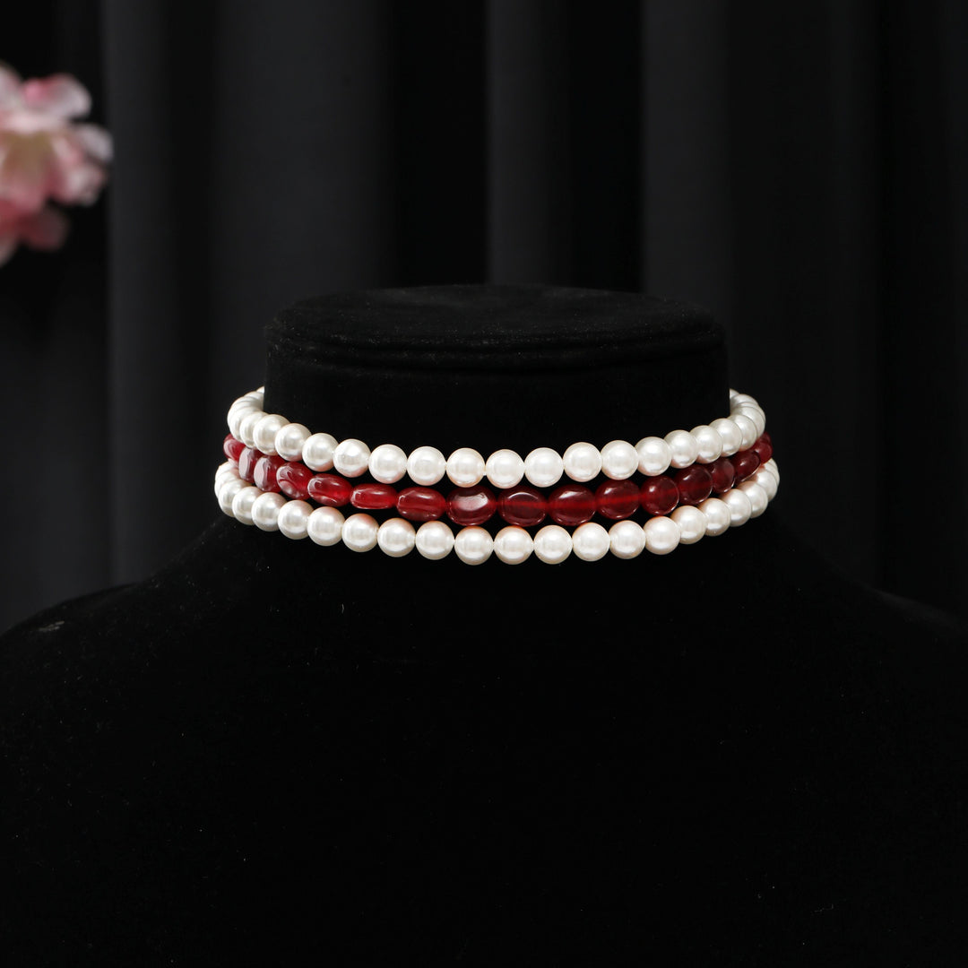 SCARLET GLOW PEARL CHOKER