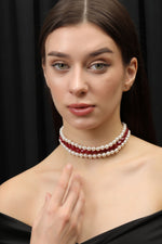 Load image into Gallery viewer, SCARLET GLOW PEARL CHOKER
