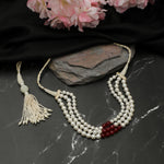 Load image into Gallery viewer, RED KISS PEARL CHOKER