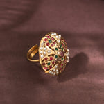 Load image into Gallery viewer, Jadau Ring With  Flower Motif
