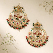Multicolured Jadau Long Earrings