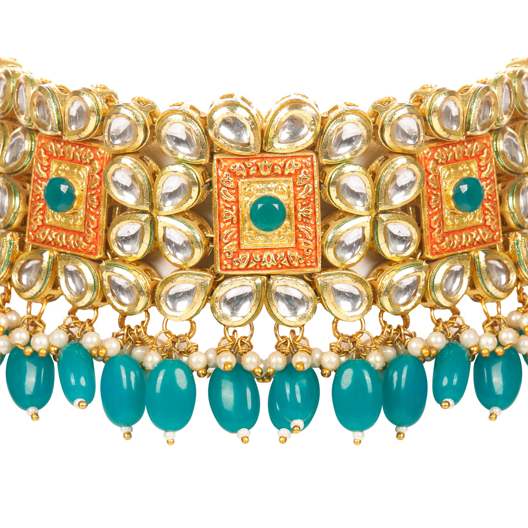GARNET KUNDAN NECKLACE