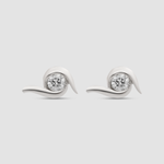 Load image into Gallery viewer, Serenity Curve Diamond Studs (Silver)
