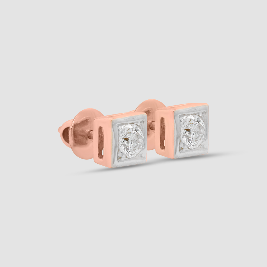 Illusion Princess Diamond Studs (Rose Gold)