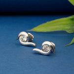 Load image into Gallery viewer, Serenity Curve Diamond Studs (Silver)
