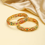 Load image into Gallery viewer, TRI COLOUR GEMSTONE BANGLES
