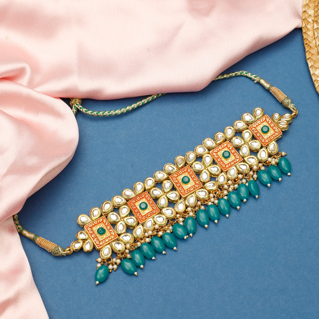 GARNET KUNDAN NECKLACE