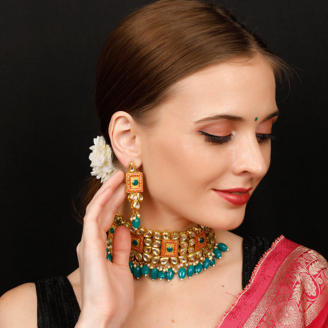 GARNET KUNDAN NECKLACE