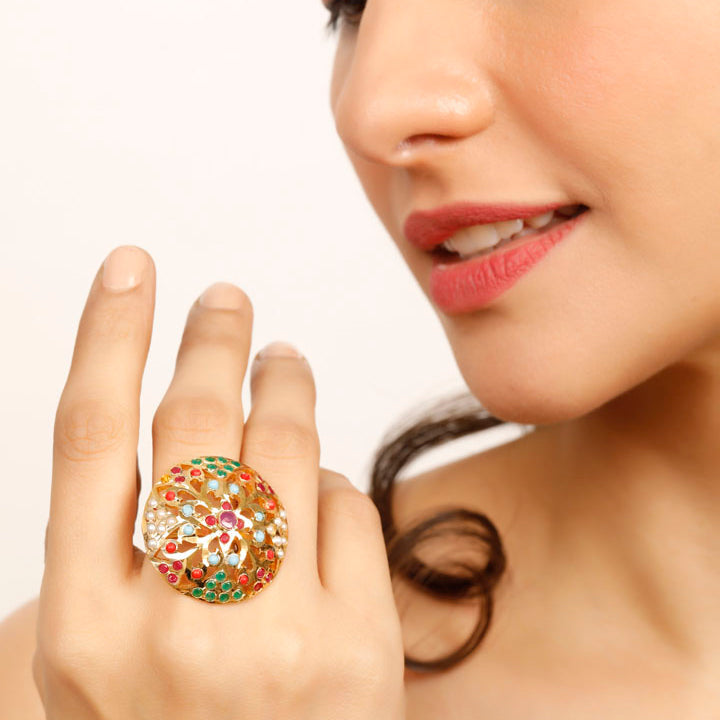NAVRATTAN ENCRUSTED RING