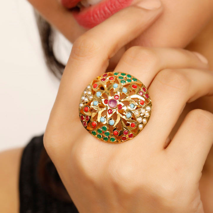 NAVRATTAN ENCRUSTED RING