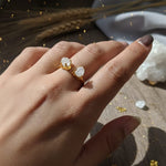 Load image into Gallery viewer, WHITE AMETHYST DUO RING