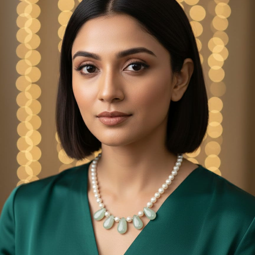 PEARL GREEN DROP NECKLINE