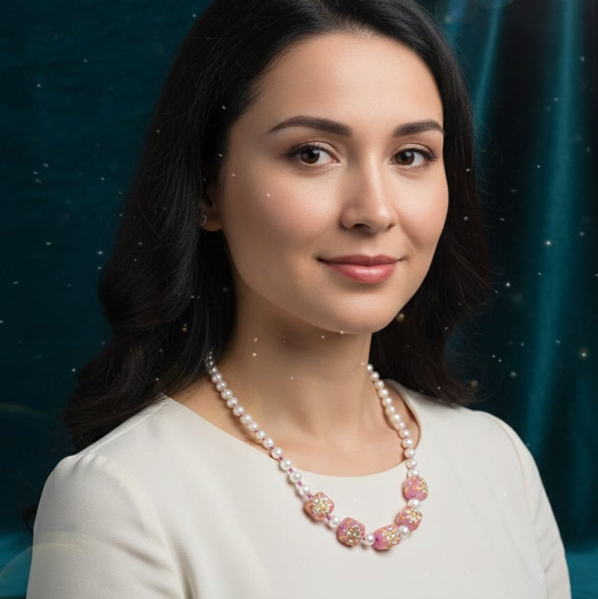 PEARL PINK KUNDAN NECKLINE