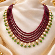 SCARLET PEARL DROP NECKLACE